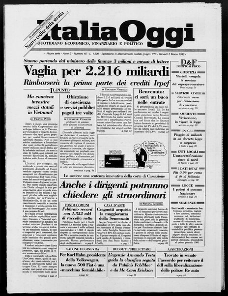 Italia oggi : quotidiano di economia finanza e politica